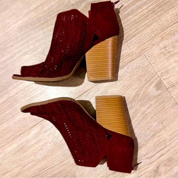 Fall color ankle booties, open toe - Picture 4 of 5